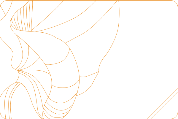 Orange gift card outline with flower petal illustration